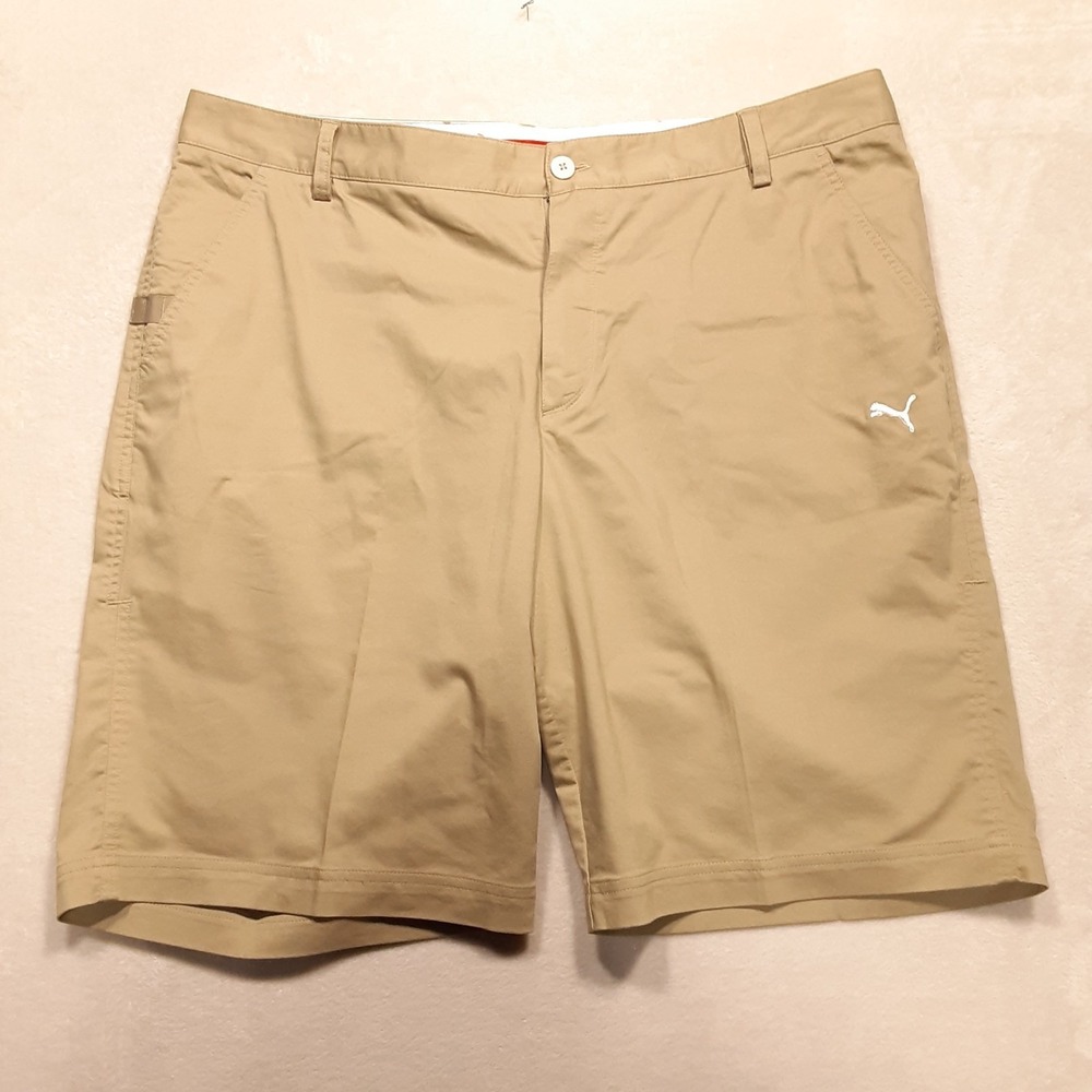Puma Mens Full Moon Chino Shorts 40 Khaki 11" Inseam Performance Golf 557052